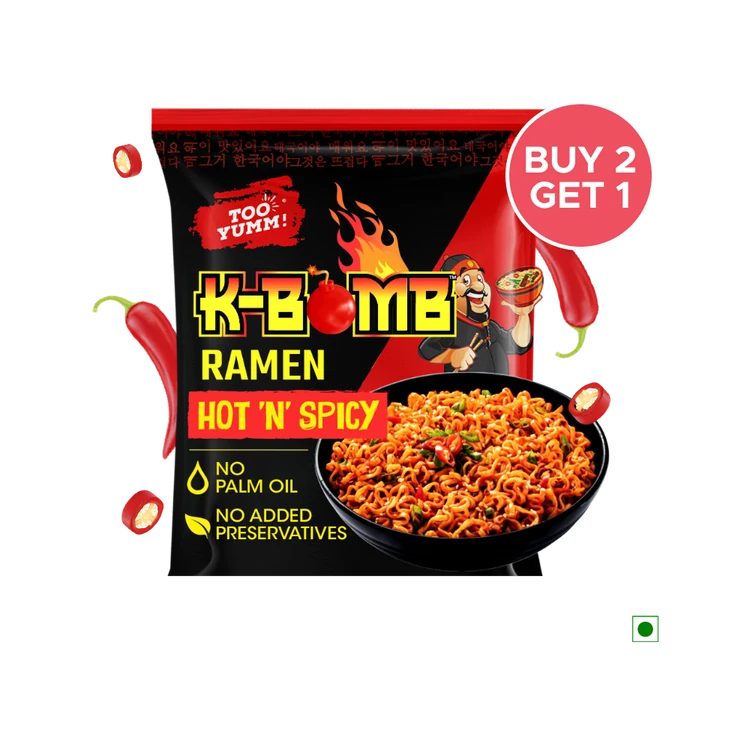 Too Yumm K-Bomb Ramen Hot n Spicy Instant Noodles - Buy 2 Get 1 Free