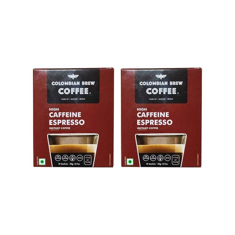 Colombian Brew Coffee High Caffeine Instant Coffee - Pack of 2