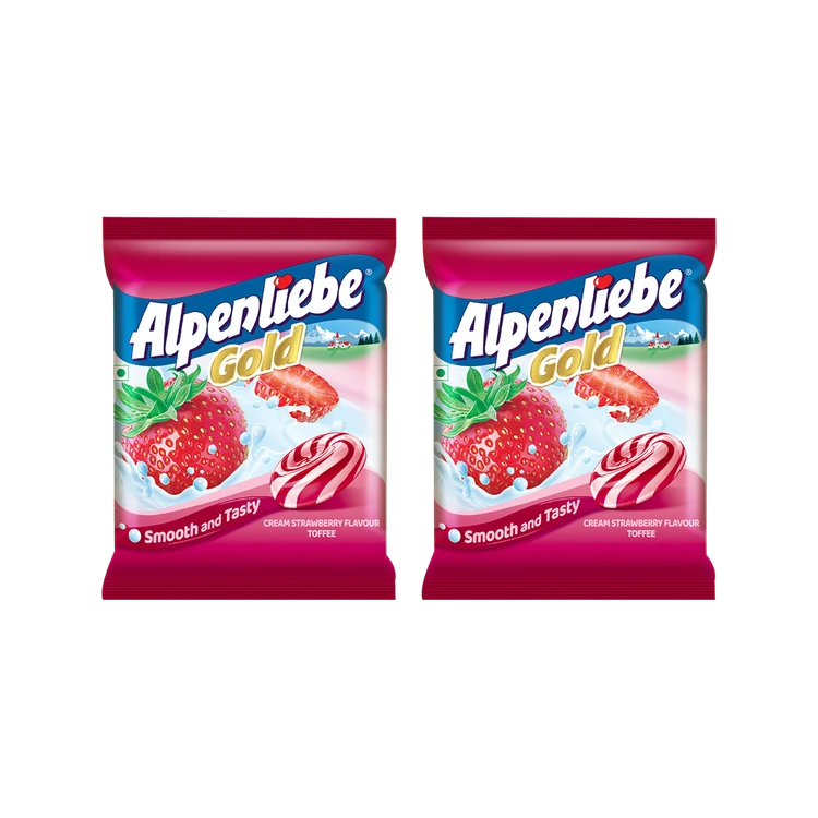 Alpenliebe Gold Cream Strawberry Candy (90 Pieces) - Pack of 2