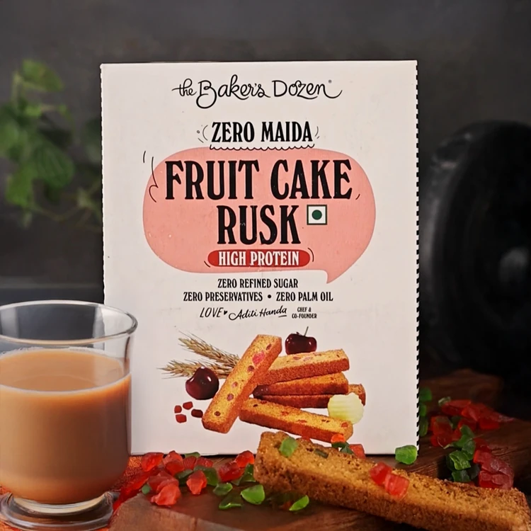 The Baker's Dozen Fruit Cake Rusk (Zero Maida, High Protein)