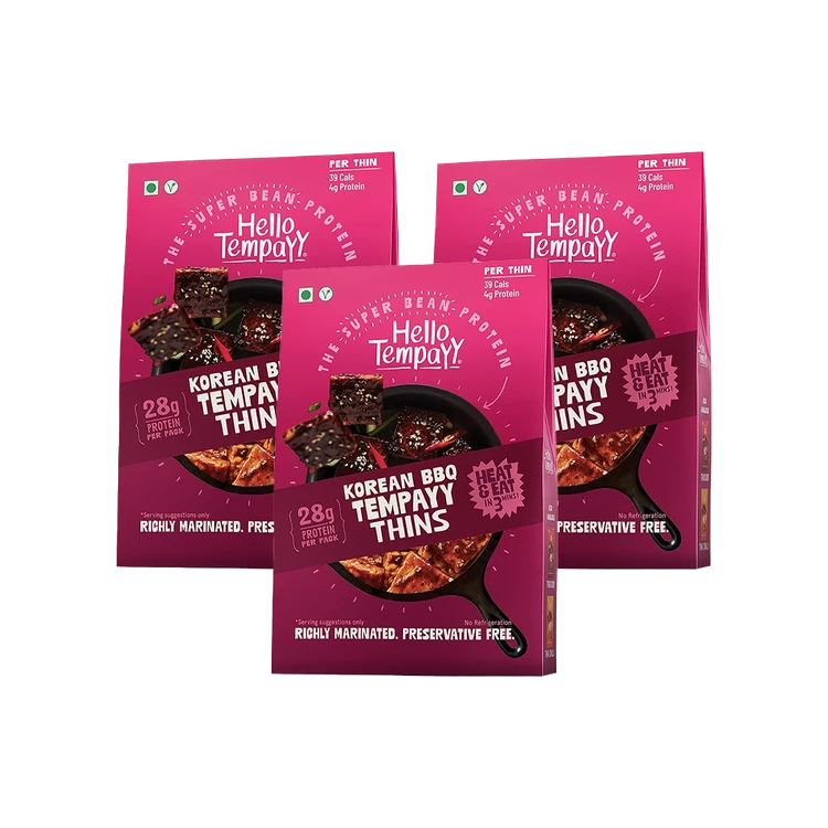 Hello Tempayy 28g Protein Korean BBQ Tempeh Thins - Pack of 3