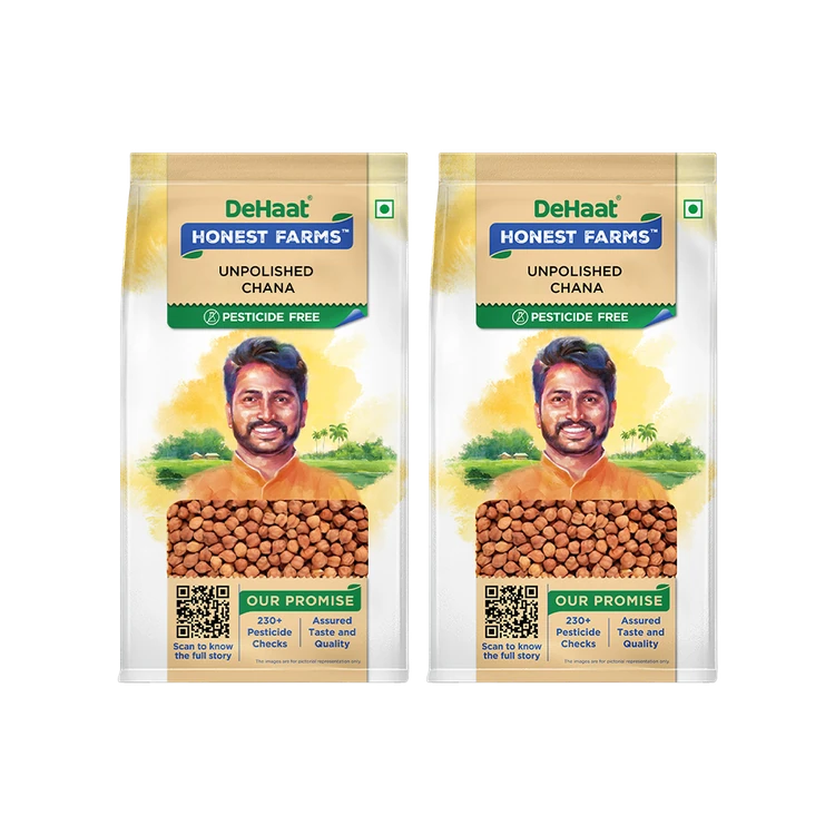 Dehaat Honest Farms Pesticide-Free Kala Chana Unpolished - Pack of 2 (Nashaka Itada Kala Kadale)