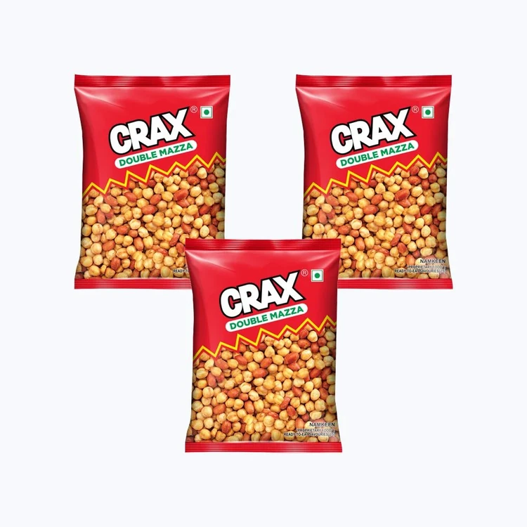 Crax Double Mazza Roasted Chana Peanuts Namkeen Snacks - Pack of 3