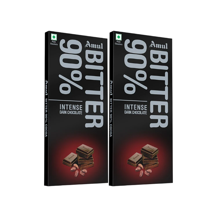 Amul 90% Bitter Dark Chocolate Bar - Pack of 2
