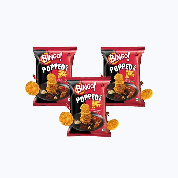 Bingo Popped Indian Spice Mix Potato Chips - Pack of 3