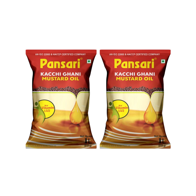 Pansari Kacchi Ghani Mustard Oil - Pack of 2 (Sasive Enne)