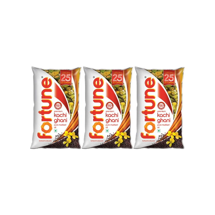 Fortune Premium Kachi Ghani Pure Mustard Oil - Pack of 3