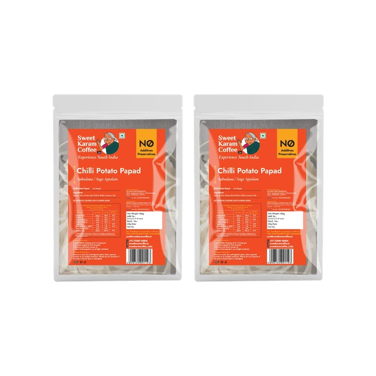 Sweet Karam Coffee Mini Chilli Potato Papad - Pack of 2