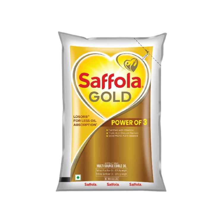 Saffola Gold Sunflower & Rice Bran Refined Blended Cooking Oil (1 ltr) (Aduge Enne)