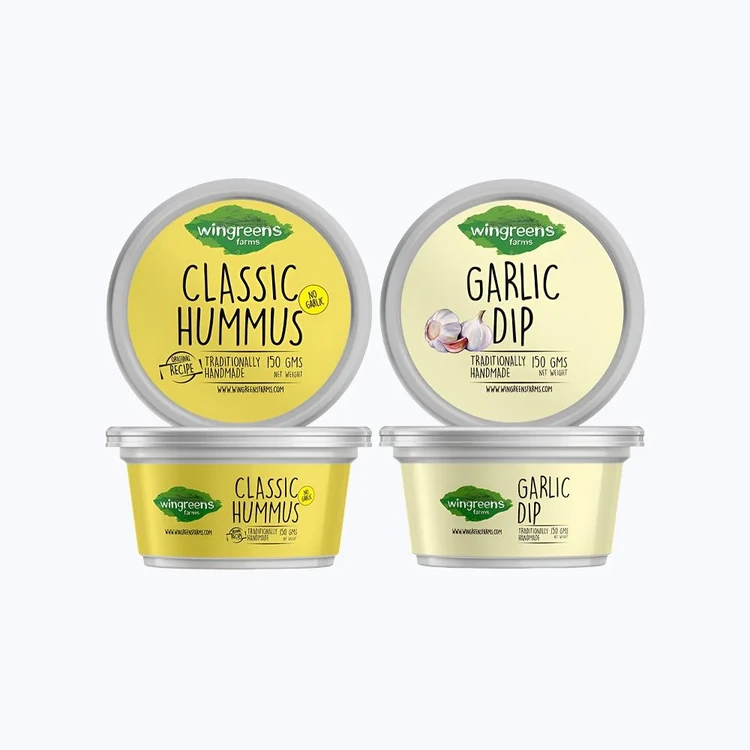 Wingreens Farms Classic Hummus Dip +  Garlic Dip Combo