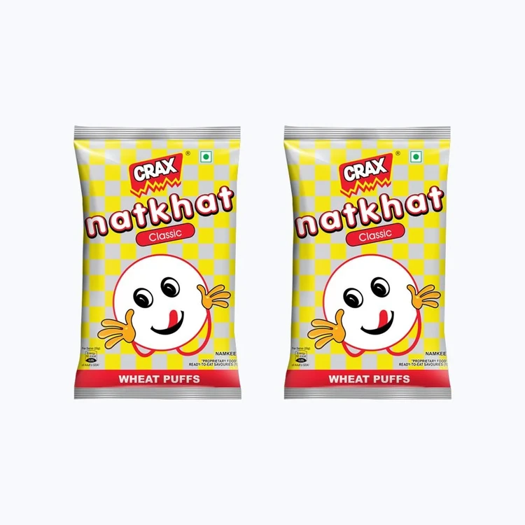 Crax Natkhat Classic Wheat Puffs Snacks - Pack of 2