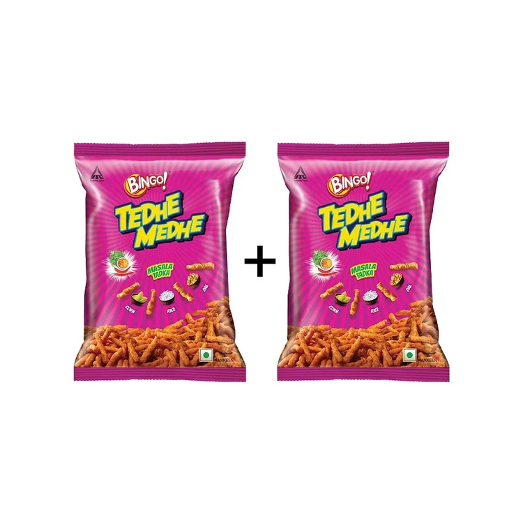 Bingo Tedhe Medhe Masala Tadka Crisps - Buy 1 Get 1 Free