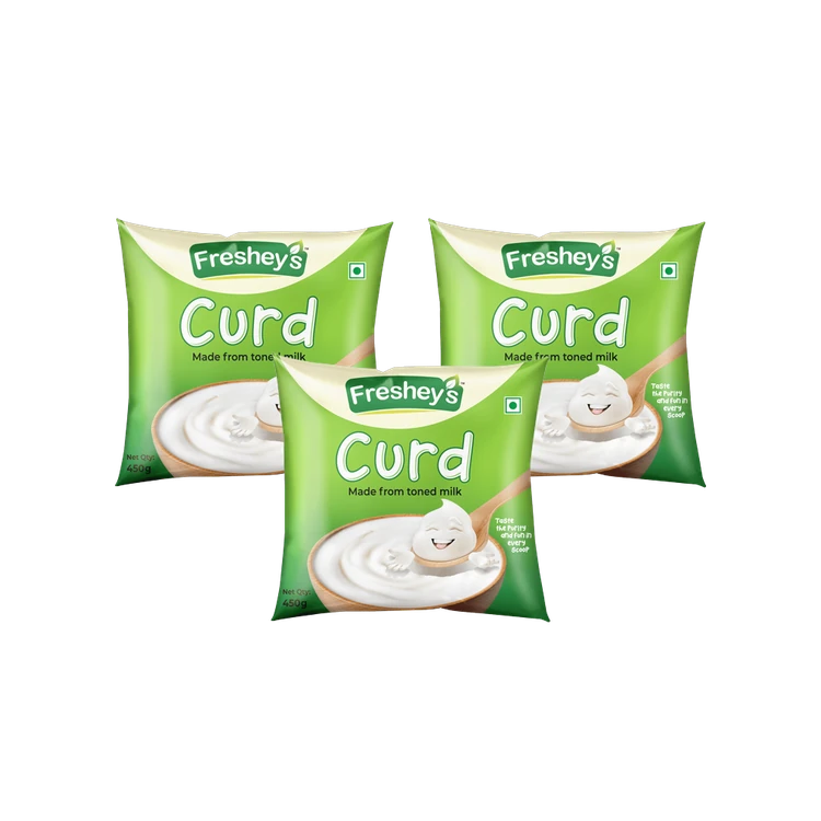 Freshey's Pouch Curd (Made from Toned Milk) - Pack of 3