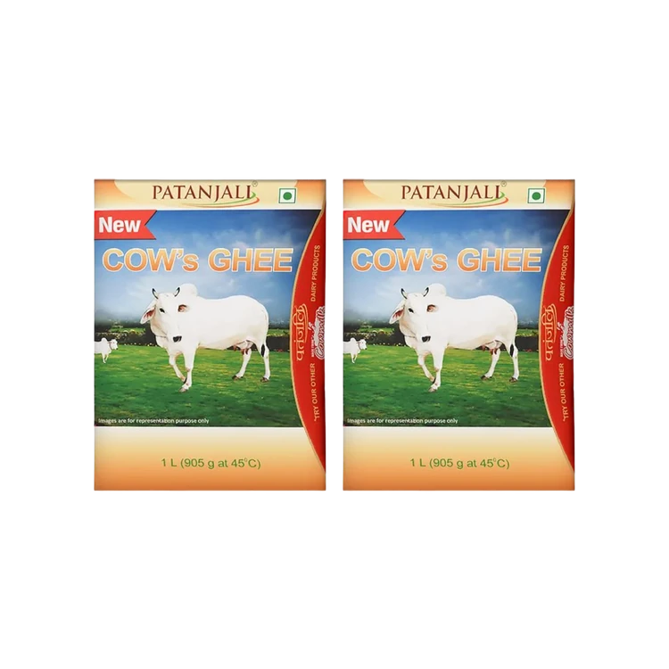Patanjali Cow Ghee (1 l) - Pack of 2 (Hasuvina Tuppa)