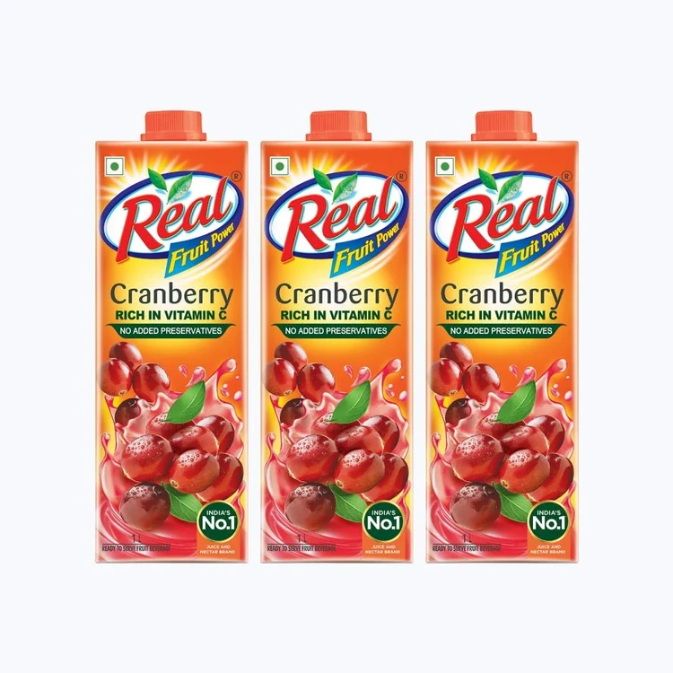 Real Fruit Power Cranberry Juice - Pack of 3