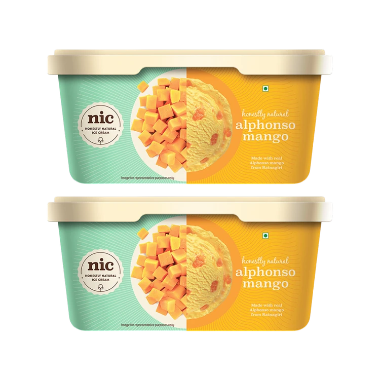 NIC Alphonso Mango Ice Cream Tub - Pack of 2