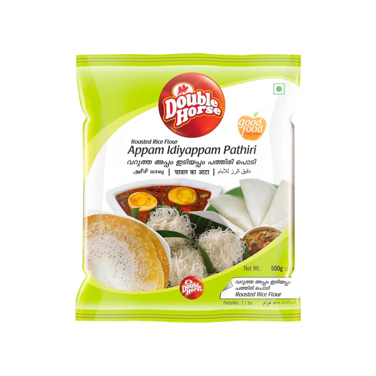 Double Horse Appam Idiyappam Pathiri Rice Flour - Pack of 2 (Akki Hittu)