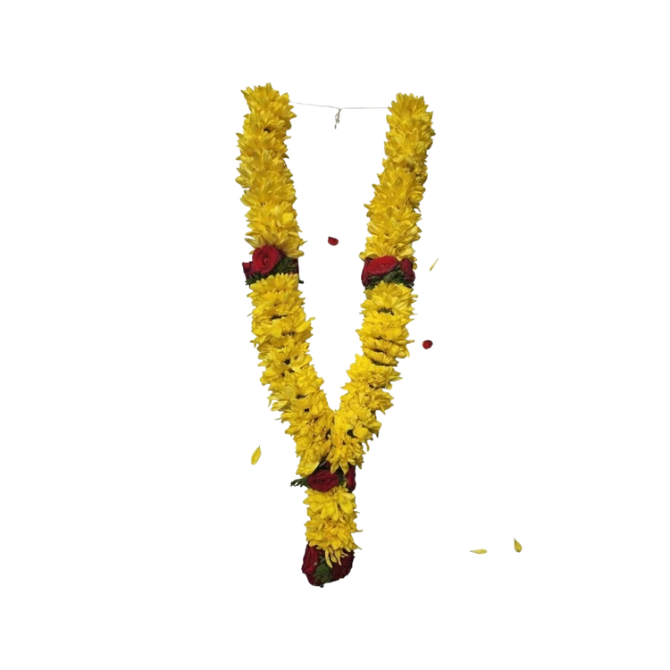 Yellow Chrysanthemum & Rose Flowers Garland
