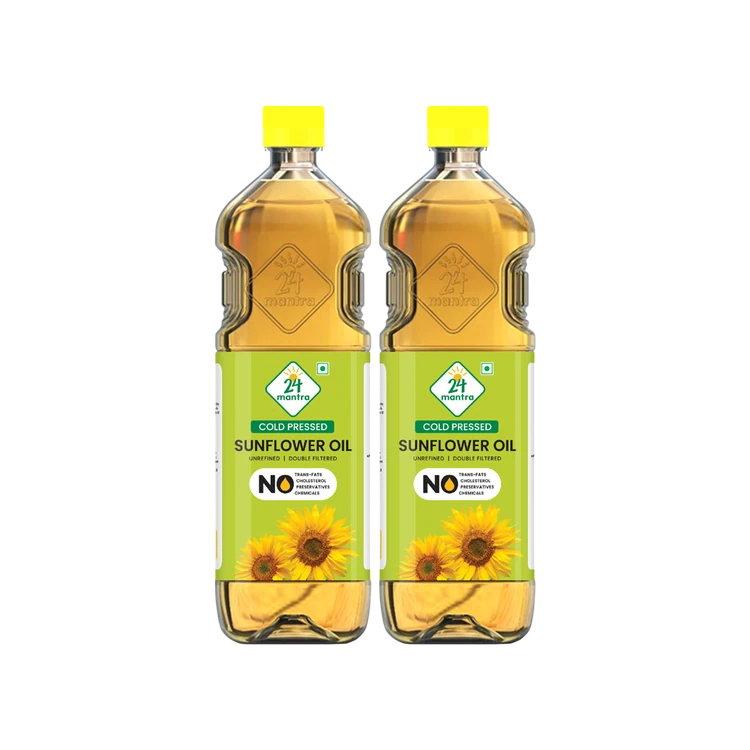 24 Mantra Organic Sunflower Oil, Cold Pressed - Pack of 2