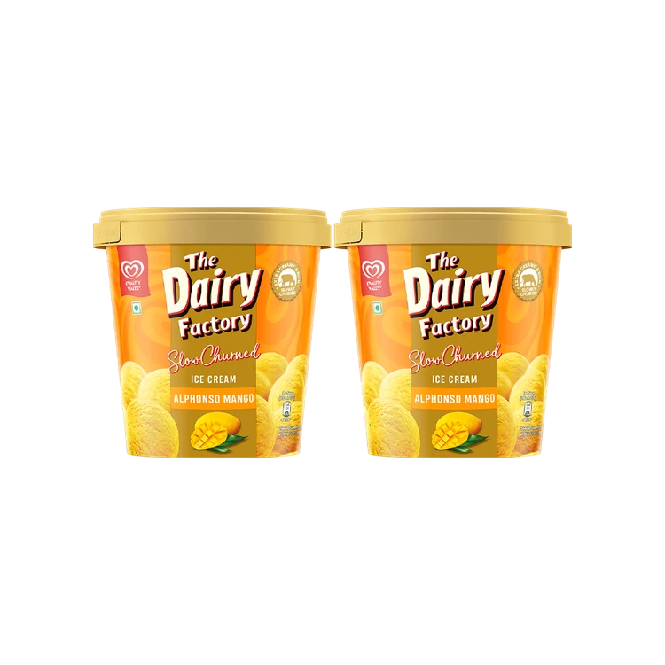 The Dairy Factory by Kwality Walls Alphonso Mango Ice Cream Tub - Pack of 2