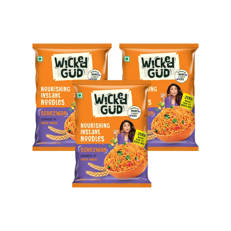 WickedGud Schezwan Nourishing No Maida & No Oil Instant Noodles - Pack of 3
