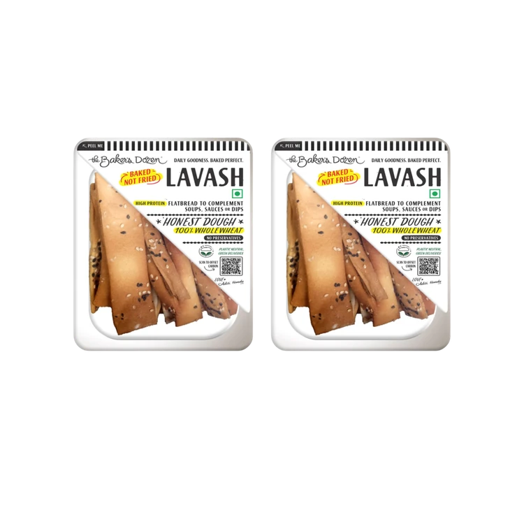 The Baker's Dozen Whole Wheat Baked Lavash Flatbread Crisp for Dip - Pack of 2