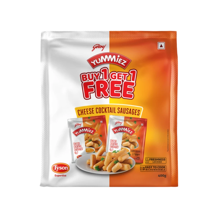 Godrej Yummiez Cheese Cocktail Chicken Sausage - Buy 1 Get 1
