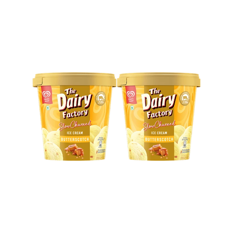 The Dairy Factory by Kwality Walls Butterscotch Ice Cream Tub - Pack of 2
