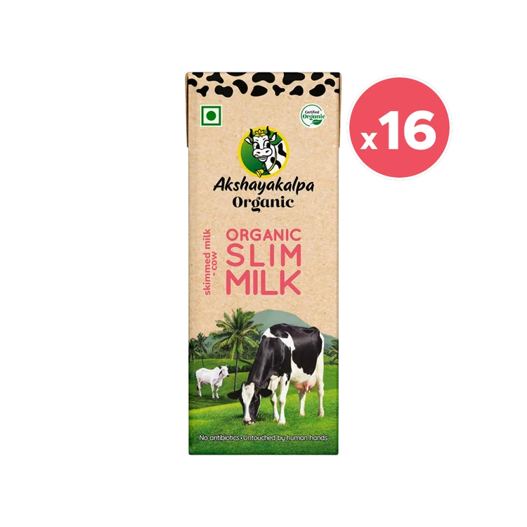 Akshayakalpa Organic Slim Milk - Pack of 16