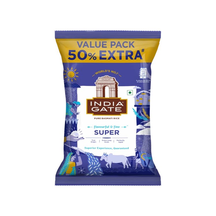 India Gate Super Basmati Rice (1 kg + 500 g) (Extra Long Grain) (Basmati Akki)