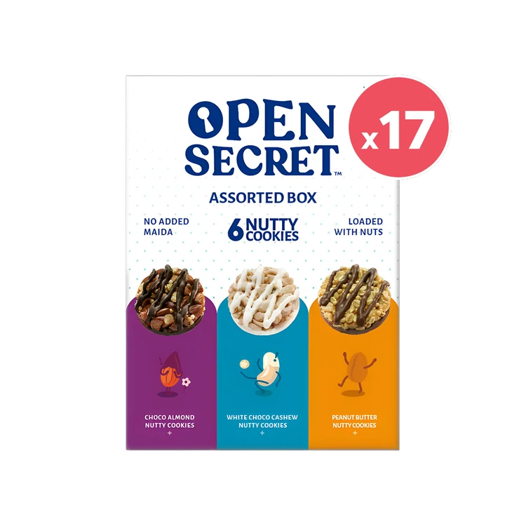 Open Secret Zero Maida Assorted Protein Cookies Gift Pack - Pack of 17