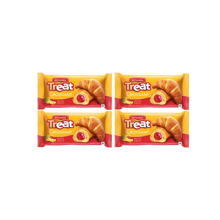 Britannia Treat Croissant with Mixed Fruit Creme Filling - Pack of 4