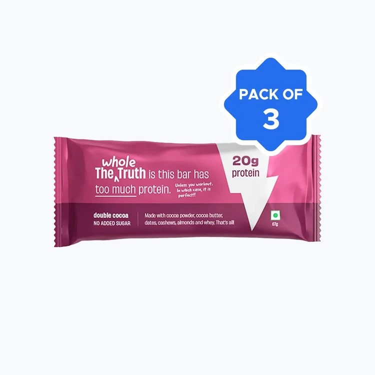 The Whole Truth 20 g Protein Bar - Double Cocoa - Pack of 3