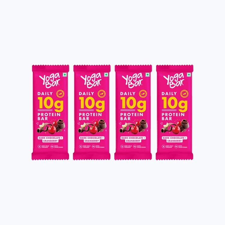 Yoga Bar 10 g Dark Chocolate & Cranberry Protein Bar - Pack of 4