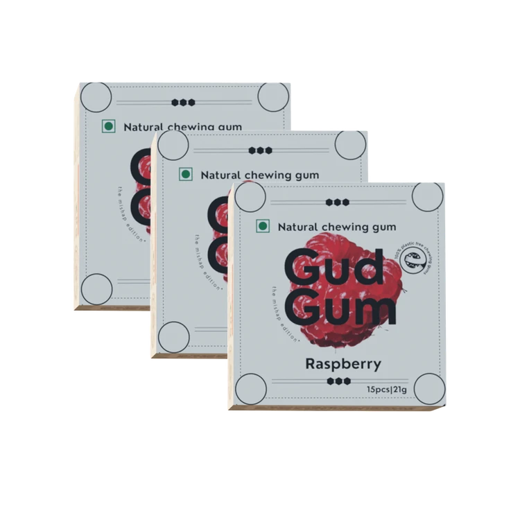 Gud Gum Natural Sugar Free Chewing Gum (Raspberry)