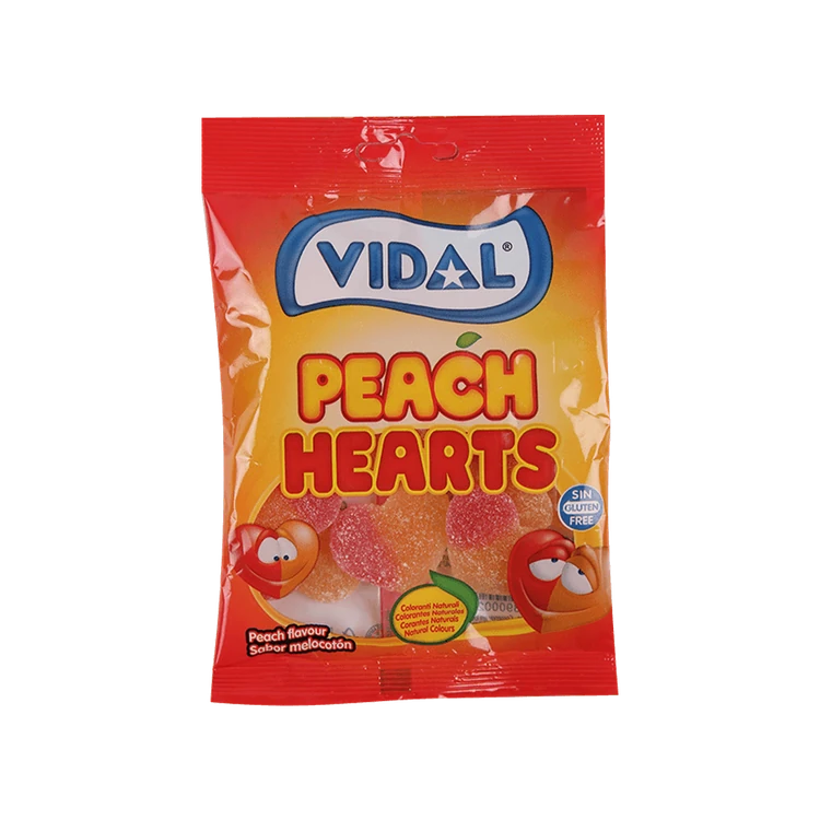 Vidal Peach Flavour Heart Jelly Candy