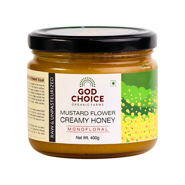 God Choice Organic Farms Mustard Flower Creamy Honey