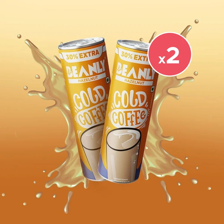 Beanly Arabica Hazelnut Strong & Smooth Cold Coffee - Pack of 2