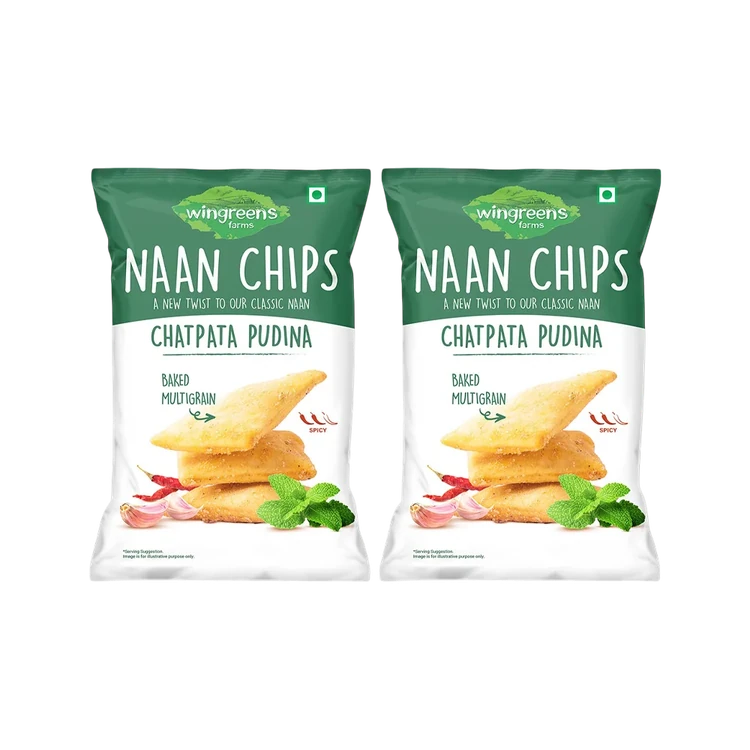 Wingreens Farms Chatpatta Pudina Naan Chips - Pack of 2