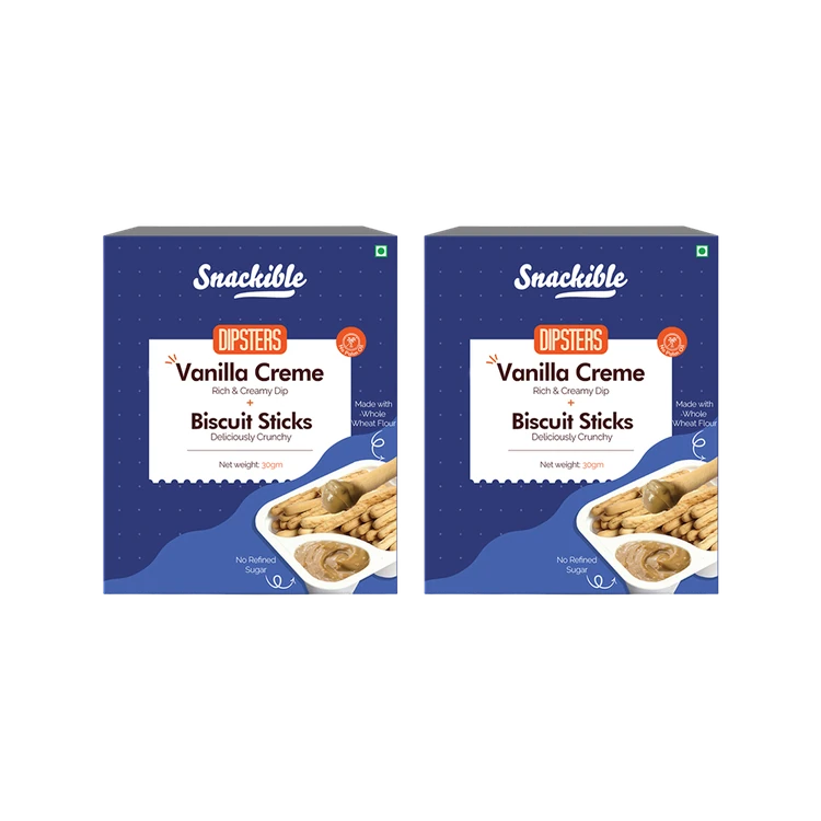 Snackible Dipsters Vanilla Creme Dip with Biscuit Sticks - Pack of 2