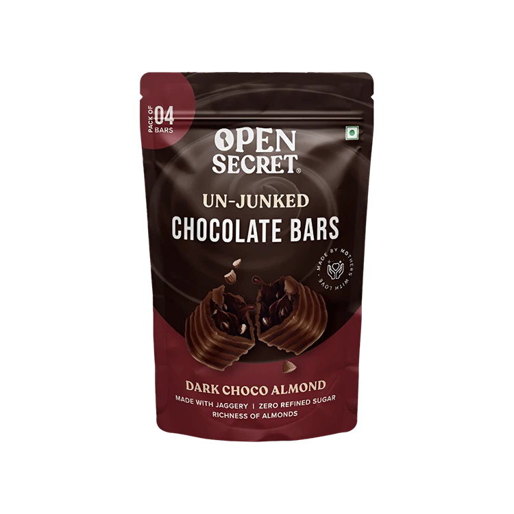 Open Secret Dark Choco Almond Filled Bar Chocolate Pack Zero Refined Sugar
