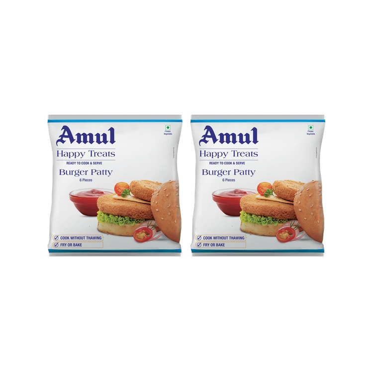 Amul Happy Treats Veg Burger Patty (Frozen) - Pack of 2