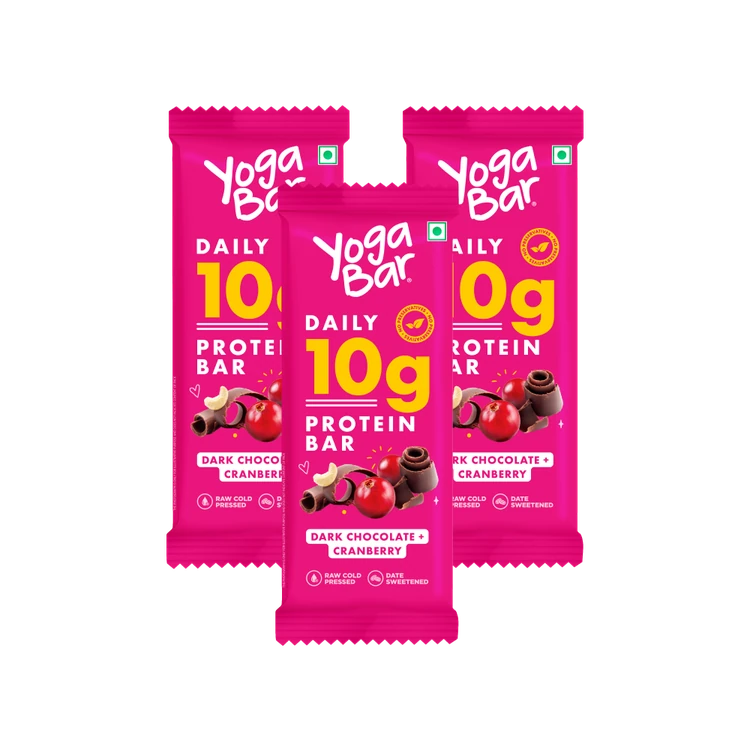 Yoga Bar 10 g Dark Chocolate & Cranberry Protein Bar - Pack of 3