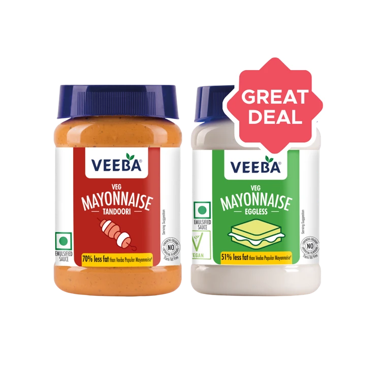 Veeba Eggless Mayonnaise + Veeba Eggless Tandoori Flavoured Mayonnaise Combo