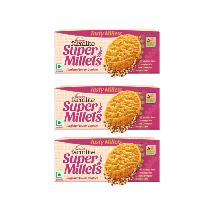 Sunfeast Farmlite Super Millets Ragi and Jowar Cookies - Pack of 3