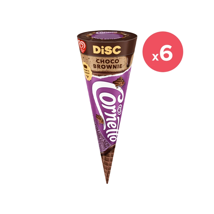 Kwality Walls Cornetto Choco Brownie Frozen Dessert Cone - Pack of 6