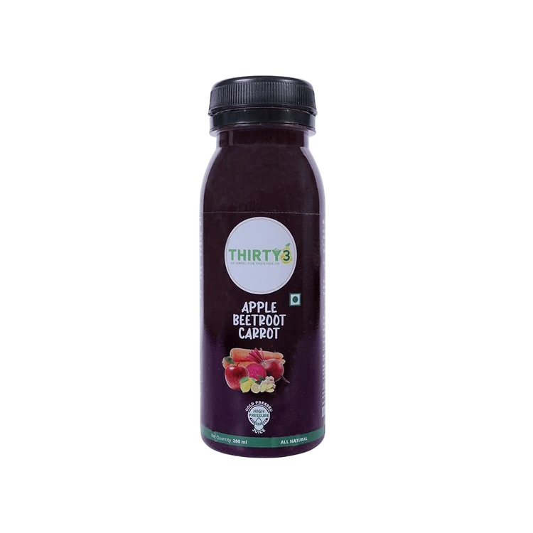 Cold Pressed Apple Beetroot Carrot Juice by Thirty3