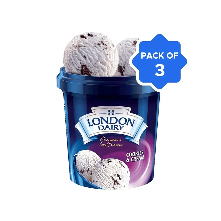 London Dairy Cookies & Cream Ice Cream Cup - Pack of 3