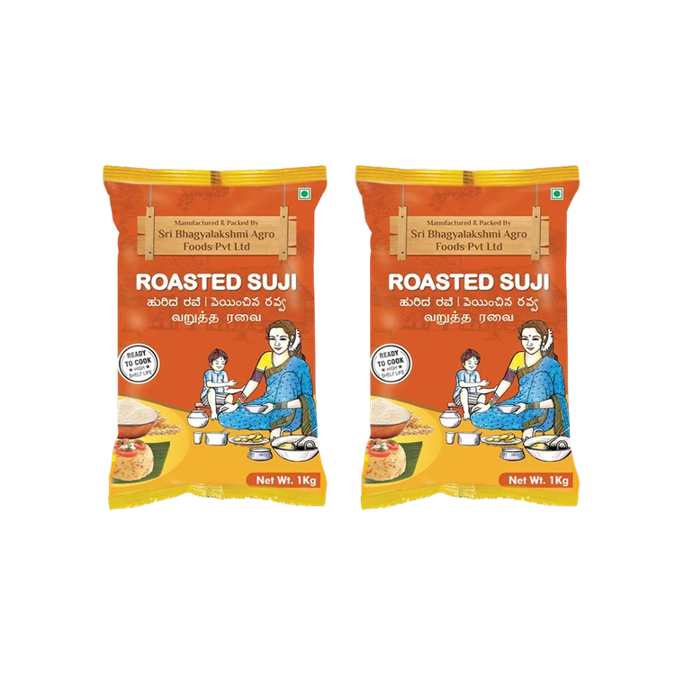 Bhagyalakshmi Roasted Sooji/Rava - Pack of 2 (Hurida Rave)