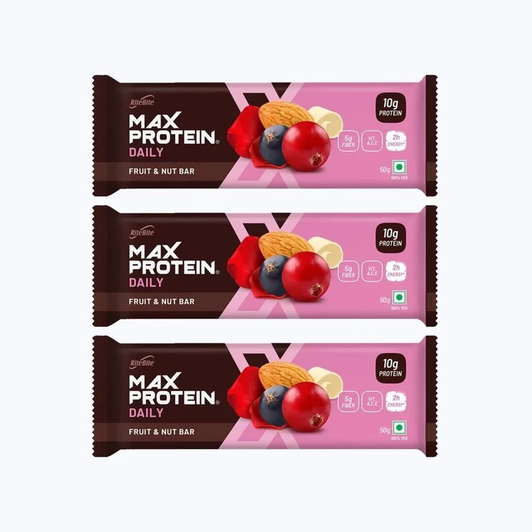 RiteBite Fruit and Nut Max Protein 10 g Protein Bar - Pack of 3